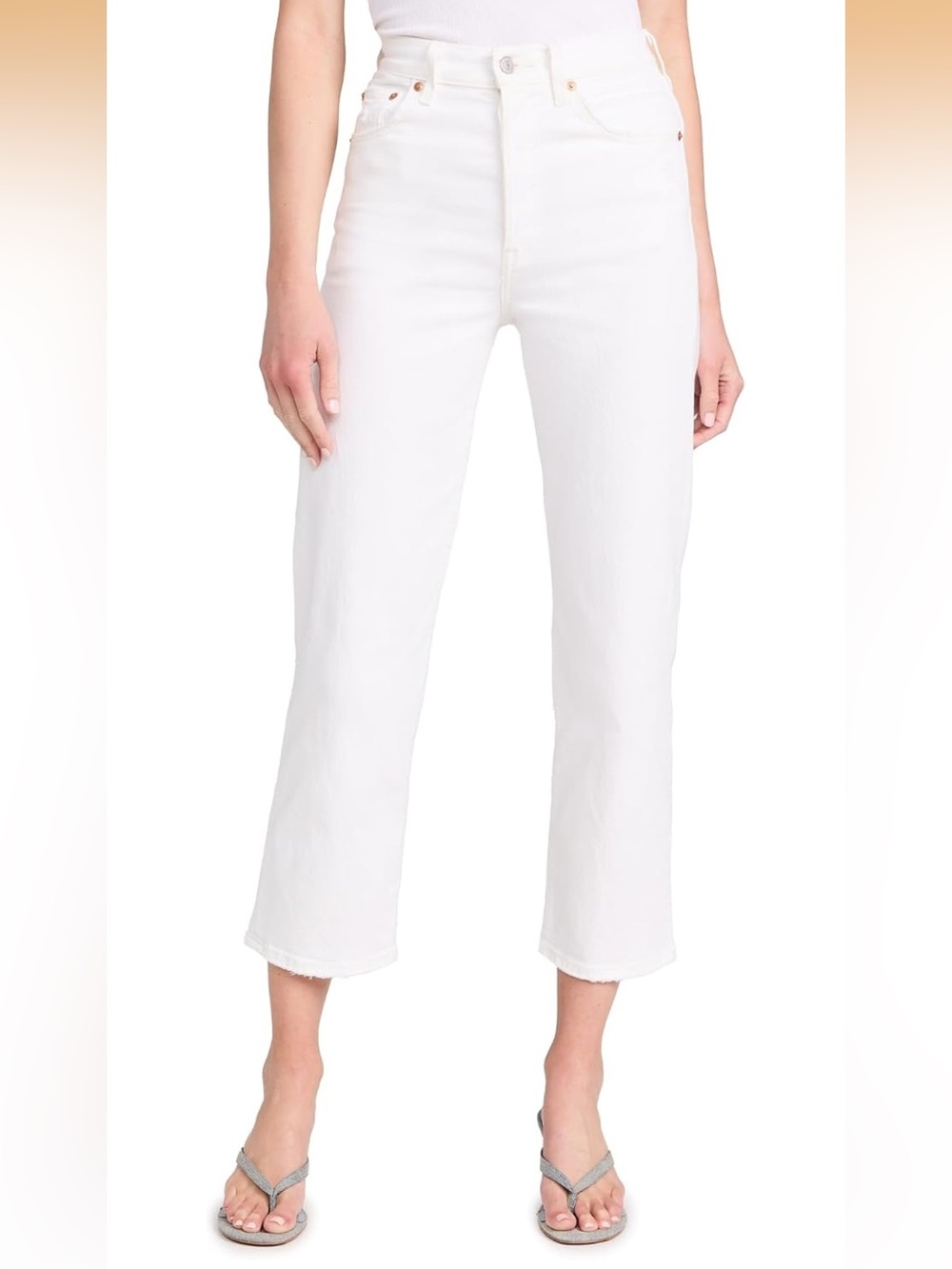 Levi’s High-Rise White Crop Straight Jeans - Women